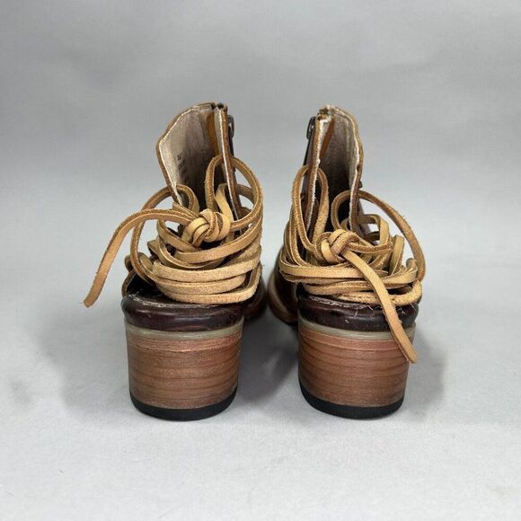 Free Bird JoJo Ankle Boots Women's Size 7 Brown Leather Western Aztec Booties - Picture 4 of 11